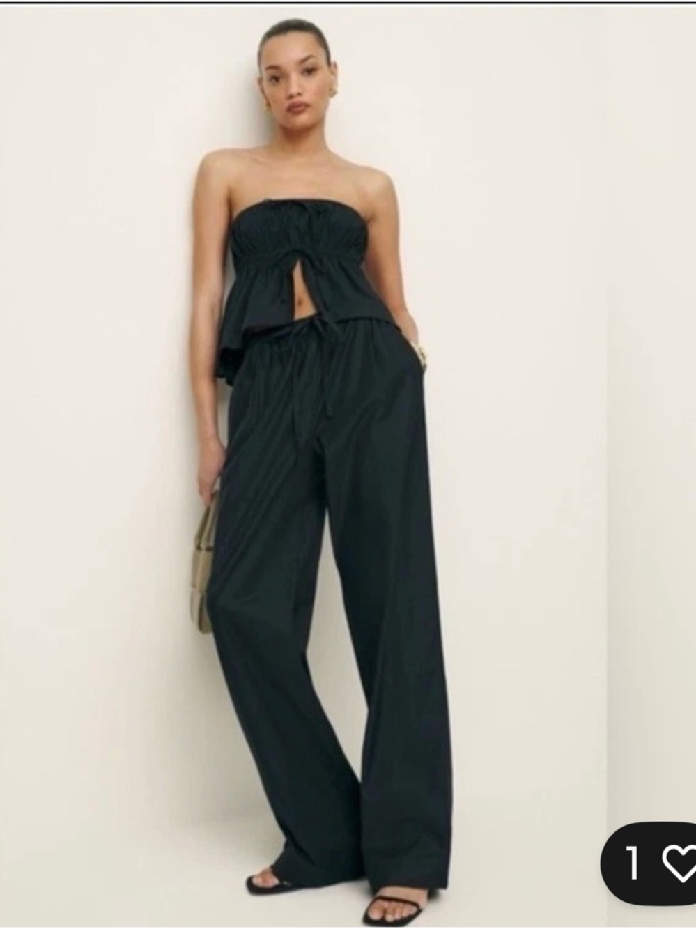 Reformation Black Wide-Leg Drawstring Pants - Women